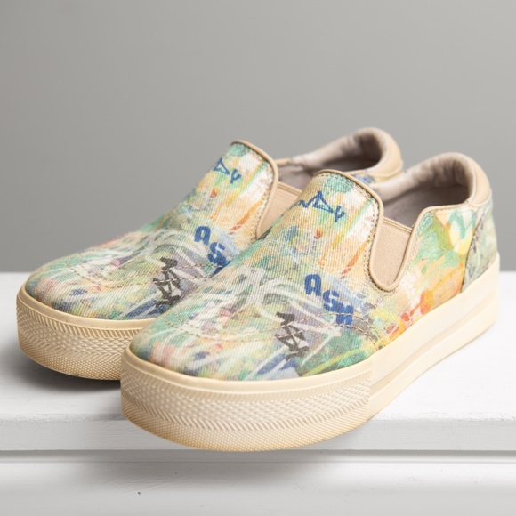 ASH DESIGNER Womens Sz 38 (7.5) Jungle Graffiti Platform Slip-On Sneakers Artsy - Picture 2 of 8